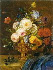 Golden Wall Art - Still Life with Flowers in a Golden Vase